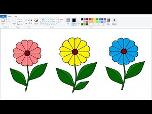 How to draw Beautiful Flower in computer using Ms Paint | Flower Drawing on computer Paint.