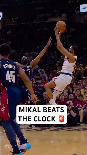 Mikal Bridges with the smooth turnaround to beat the buzzer 🚨