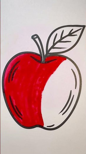 Marker Art | Drawing and Coloring a Realistic Apple 🍎