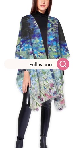 SECRET LIFE OF PLANTS WOOL PONCHO WRAP. Beautiful original artwork by Ane Howard. Wrap yourself in the luxurious feel of this fringed ruana shawl, made with 100% twill wool. Breathable throughout, whether worn as a cape, oversized scarf, or colder weather poncho. Materials: 100% Twill Wool #poncho #luxe #slowfashion