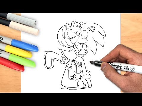 How to draw Sonic and Amy Rose Kiss | Coloring | Easy tutorial