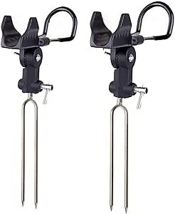 2Pack Fishing Rod Holders Ground for Bank Fishing Rod Holder Ground, Fish Pole Holder for Beach 360 Degree Adjustable