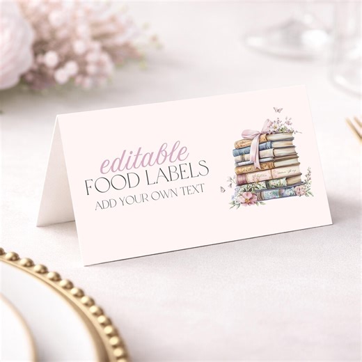 Editable Bridal Shower Food Labels Template, New Chapter Begins Wildflower Food Tent Cards, Bridal Shower Buffet Labels, Canva Template - Etsy