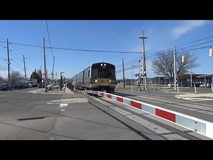 Two LIRR M7 Trains to and from Grand Central - Grant Ave Railroad Crossing, - Deer Park, NY