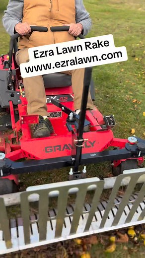 This is the Ezra Lawn Rake. It attaches to the caster wheels of zero turn mower. It works to clean up leaves, walnuts, chest nuts, pine cones, and gumballs. It also works as a leaf plow. #Lawn care #landscaping #OutdoorPowerEquipment | Aaron Sutter | Facebook