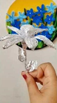 Diy Aluminium Foil Flower making #diy #recycledart #viralshort #aluminiumfoilcraft #easycraft
