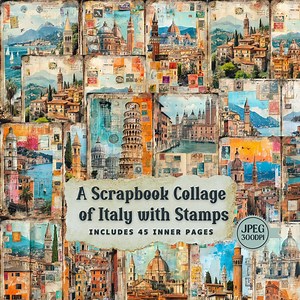 Italy Scrapbook Paper: Vintage Stamps, Shabby Chic Ephemera (45 JPEG) - Etsy