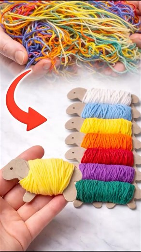 Turn Yarn Scraps Into Cute Sheep 🐑 | Easy Yarn Organization Hack #crafts #diy #yarn