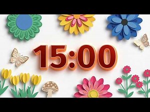 15 Minute Timer with Relaxing Music and Alarm Spring Countdown Timer