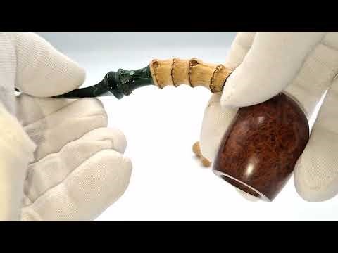 Petran tobacco pipes - Presenting a bent billiard with bamboo shank.