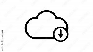 Cloud download icon, Animated icon on transparent background, alpha channel included.