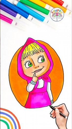 Draw Masha and the Bear | Draw Cute and Funny Masha Drawing 🌈👧🏼🐻 #masha #draw #short #cartoon