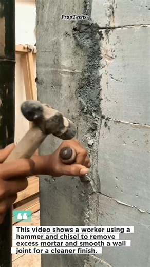 Chisel Finishing Wall Joints Fast! #Construction #Masonry #Concrete