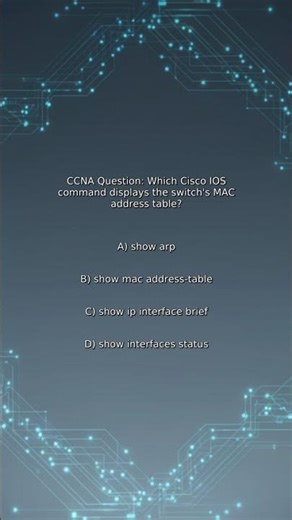 CCNA Quiz: Which Cisco IOS command displays the switch's MAC address table?