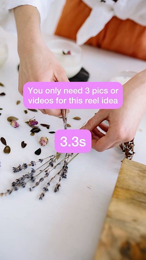 WE GET CONTENT on Instagram: "Follow @productreelstips for weekly tutorials ✨ You only need 3 photos or video clips for this easy reel idea. Show the start of your project, process then end result! First photo/video crop down to 3.3 seconds Seconds photo video crop down to 2.0 seconds Third photo/video crop down to 5.1 seconds Duration edited using @inshot.app Tag us if you give this a try! 😍"