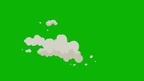 Cartoon smoke explosion and transition on a green screen. Cartoon Smoke transition animation 4K video