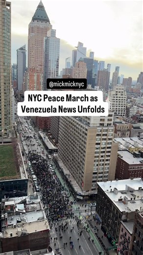 In light of the news coming out of Venezuela this morning, demonstrators are currently marching through the streets of NYC calling for peace. The march is moving north along 8th Avenue toward Columbus Circle as NYPD monitors.