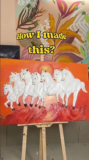 How I Made a 3D Seven Horses Texture Painting ?😱 Learn texture Art #textureart #ytshorts #artshorts