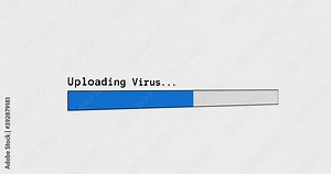 Uploading Virus progress computer screen animation loop isolated on white background with blue progress uploading virus and apps indicator 4K. Loading Screen virus install