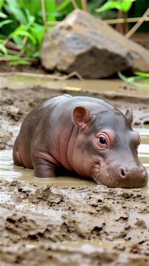 Baby Hippo Stuck in Mud – Cutest Clip You’ll Watch Today! 🦛💛