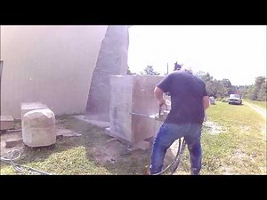 Using a chainsaw to cut stone