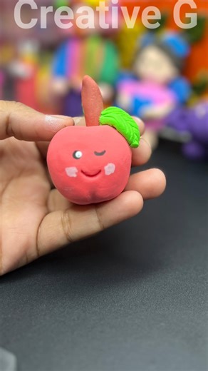Clay Apple 🍎!How to Make a Polymer Clay Craft Apple: Easy DIY. #shorts #clayfruits
