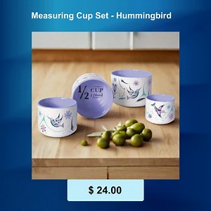  HUMMINGBIRD MEASURING CUP SET  Upgrade your baking game with our adorable hummingbird measuring cups! ‍ Not only are they functional, but they add a touch of whimsy to your kitchen.  Get yours now for only $24.00 Shop Now https://mocsnmore.ca/products/copy-of-oven-mitts-aprons-measuring-cups-pot-holders | Mocs N More | Facebook