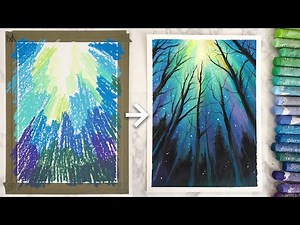 Landscape painting with Oil Pastel 'Forest' : '힐링영상' 크레파스/오일파스텔 기초 풍경화 그리기 [NIA]
