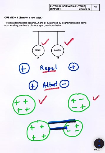 Electrostatics Grade 10 Exam Question Practice