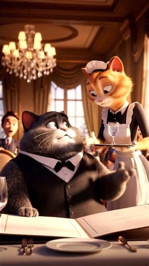 Chubby Boss Cat at a Fancy Restaurant 😸🍽️ | Hilarious Animated Short