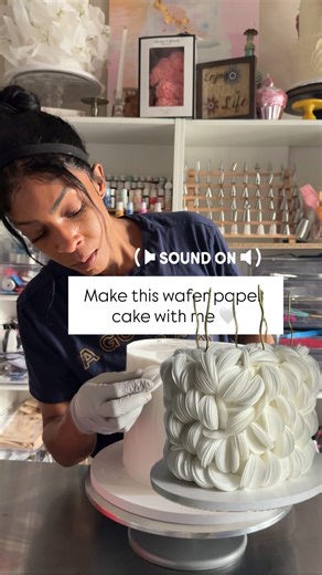 🎂 Make- A- Wafer - Paper- Cake 🎂 . . . . . . . I waited the longest to create this wafer paper design and I was so excited when my customer requested this specific design 🥰 . . . I premade my wafer paper circles for this before you know we always have to work ahead 😅 That preparation made decorating the cake a breeze since I only needed to stick the circles to the wafer paper on the cake. What do you all think of this wafer paper design ❓❓ . . . . . #waferpaper #waferpapercake #caketrend #at