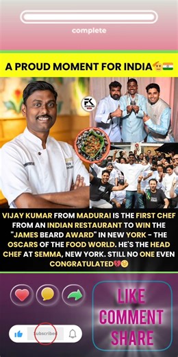 Hailing from Madurai, Tamil Nadu, Chef Vijay Kumar, executive chef at Semma in New York, #india