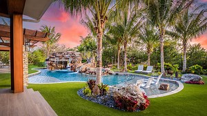 Tropical Lagoon Pool With Natural Rock Grotto | Lucas Lagoons