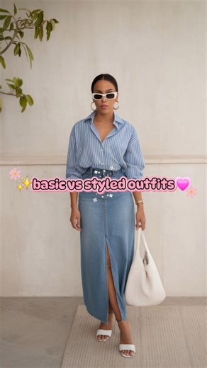 Basic vs styled outfits ✨ #aestheticfashion #outfitideas #pinterestoutfits #styleinspo