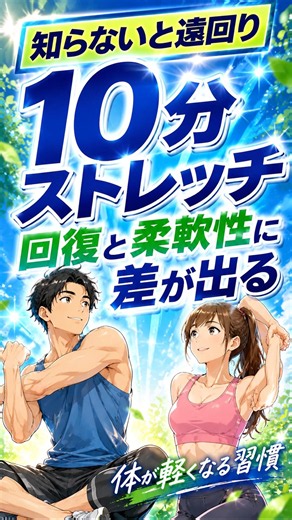【トレーニング回復と柔軟性アップに！毎日続けたい10分間の簡単ストレッチガイド】◯