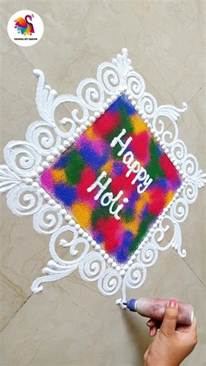 Happy Holi Rangoli 🫟 Multicolour Rangoli for Holi 😍 #shorts #happyholi #holihai #holi #rangoli