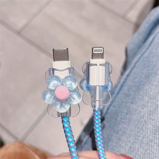 2pcs Floral Cable Protectors, Anti-Breaking Charging Cable Protective Cover, Phone Wire Connector Protector Charger Protector