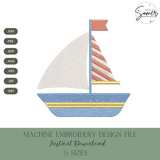 Sailboat Machine Embroidery Design: Nautical Stitch File (instant Download, 5 Sizes) - Etsy Australia