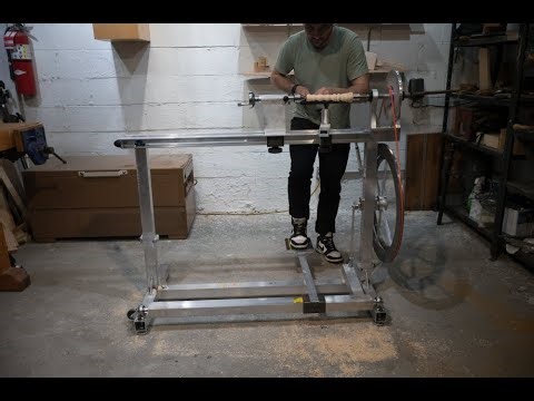 The Gramercy Tools Folding Treadle Lathe