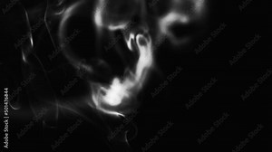 Realistic cloud smoke with streamline pattern. Abstract black and white smoke on dark background in slow motion.