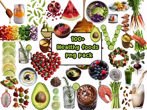 100+ Healthy Foods Clipart PNG, Fruit and Vegetable Graphics, Food Bundle, Nutrition Education - Etsy