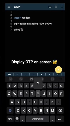 Python Creates OTP Codes 😱📱 #python #coding #shorts #Pydroid 3