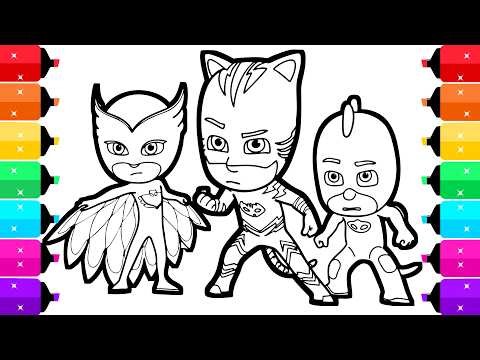 PJ Masks Coloring Pages for Kids | How to Color Catboy, Gekko and Owlette