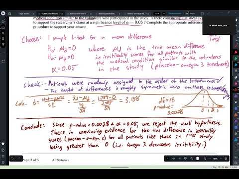 F25 AP Stats Unit 7 Inferences with Means Practice AP FRQ Worked Out