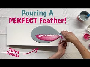 A PERFECT Flamingo Feather! 🦩 Acrylic Pouring Tutorial On A Tilted Canvas