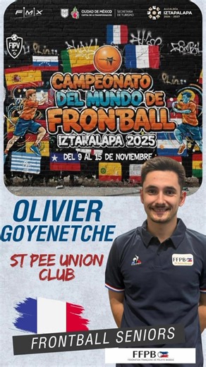 Championnat du monde de frontball au Mexique -Iztapalapa du 9 au 15 Novembre 2025!! On commence la présentation de nos athlètes avec les Garçons-23 ans, seniors et les entraîneurs !! 4 gars avec un immense talents tant physiquement que techniquement pour représenter fièrement les couleurs de la France!! Bravo et merci aux athlètes, famille et aux clubs pour les efforts consentis tout au long de l’année !!🇫🇷💪🏻👏🏻 #FFPB #ministeredessports #hautniveau #pelotebasque | Fédération Française Pelo