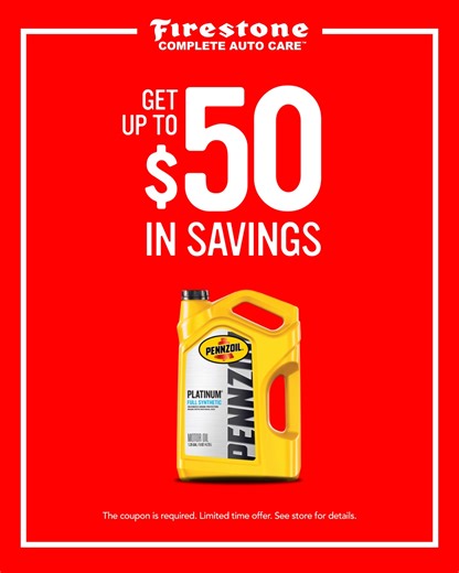 Save on an oil change and brake service. This offer is available for a limited time only. Visit us today! | Firestone Complete Auto Care