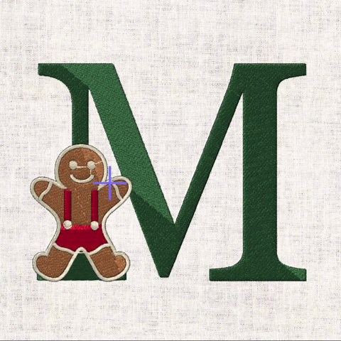 Letter M Gingerbread Man Embroidery Design: Christmas Candy Cane File (PES, DST, EXP) - Etsy