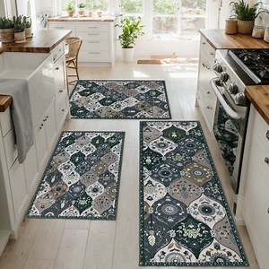 Aonewoe Farmhouse Kitchen Rugs Sets of 3, Washable Non Slip Kitchen Mats for Floor, Boho Floral Kitchen Rugs and Mats Set, Floor Rugs for Hallway Laundry Room Sink (Gray) - Walmart.com