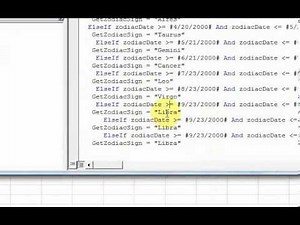 VBA function to return Zodiac Sign
